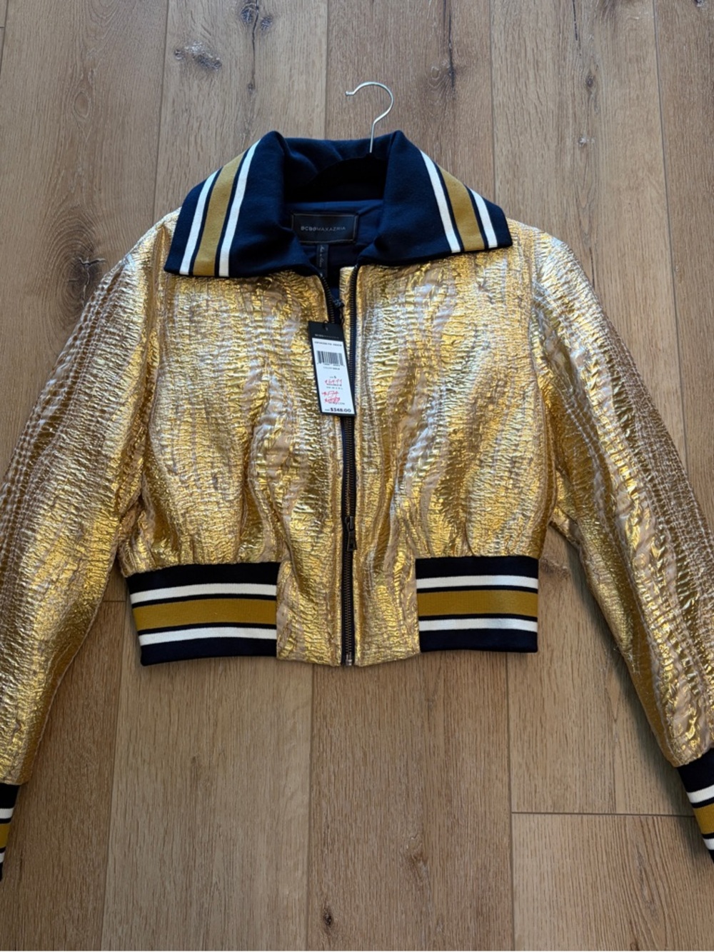 BCBG Metallic Bomber Jacket